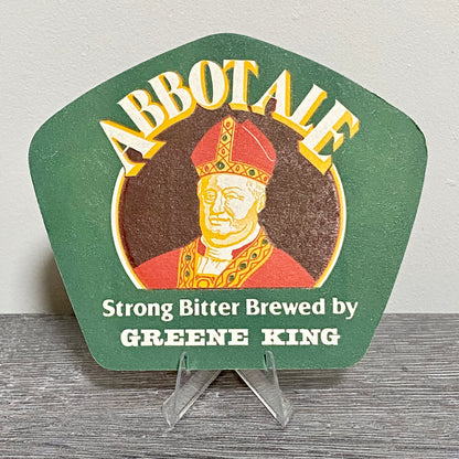 Vintage Fishmongers Abbot Ale Bitter Brewed Greene King Brewery Beer Mat Coaster