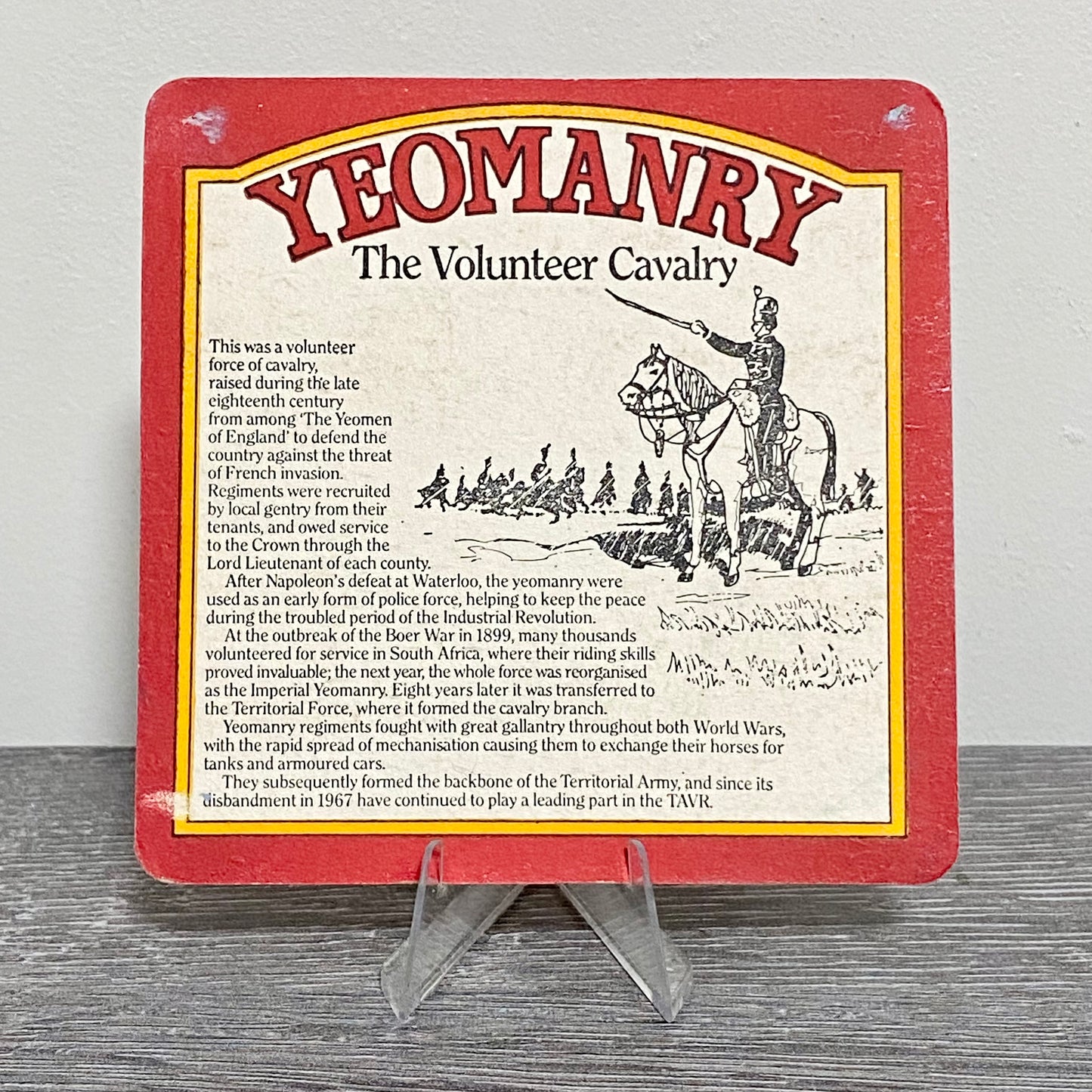 Vintage Volunteer Cavalry Yeoman Bitter Brewed By Greene King Beer Mat Coaster