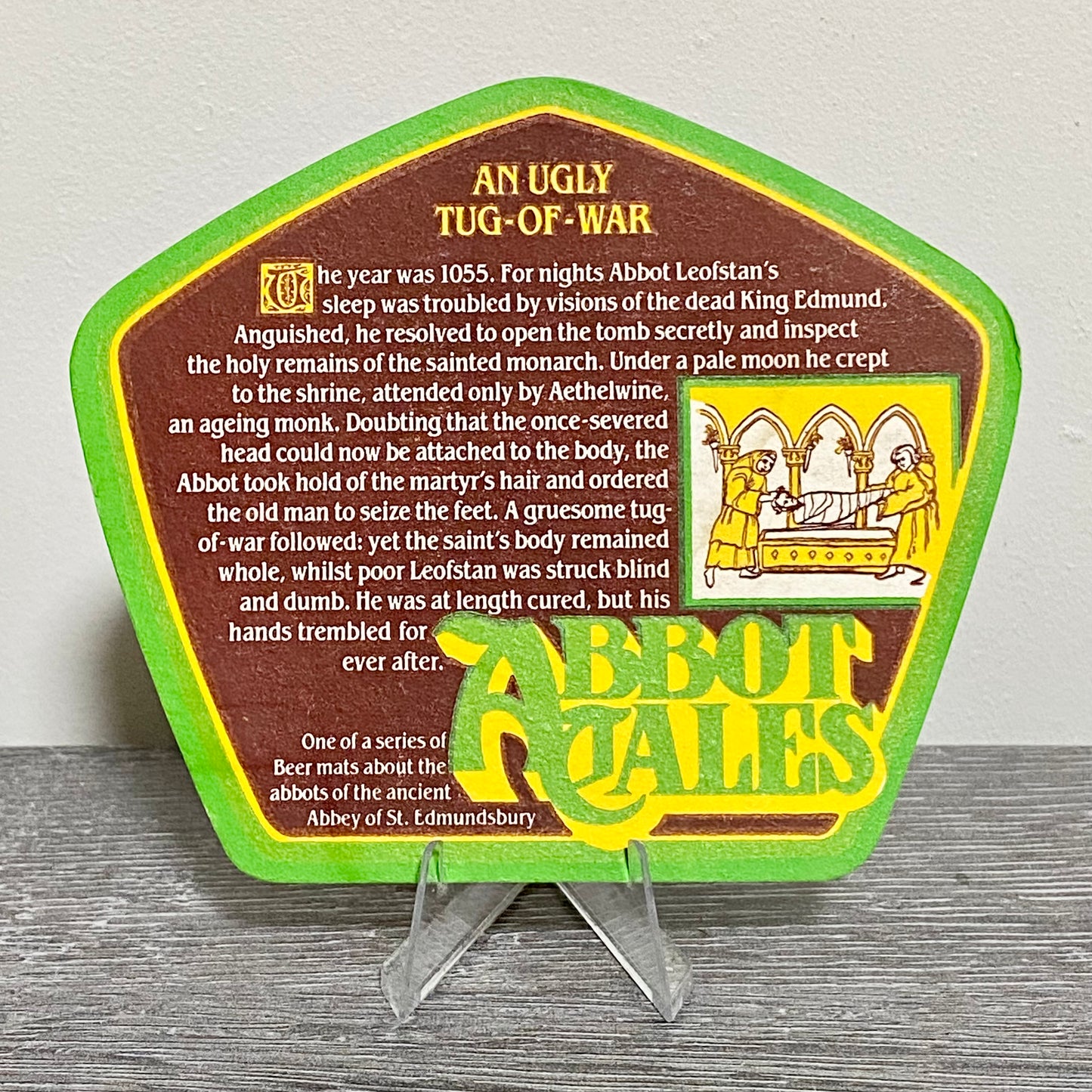 Vintage Ugly Tug Of War Abbot Ale Greene King Beer Mat Collectible Coaster Rare