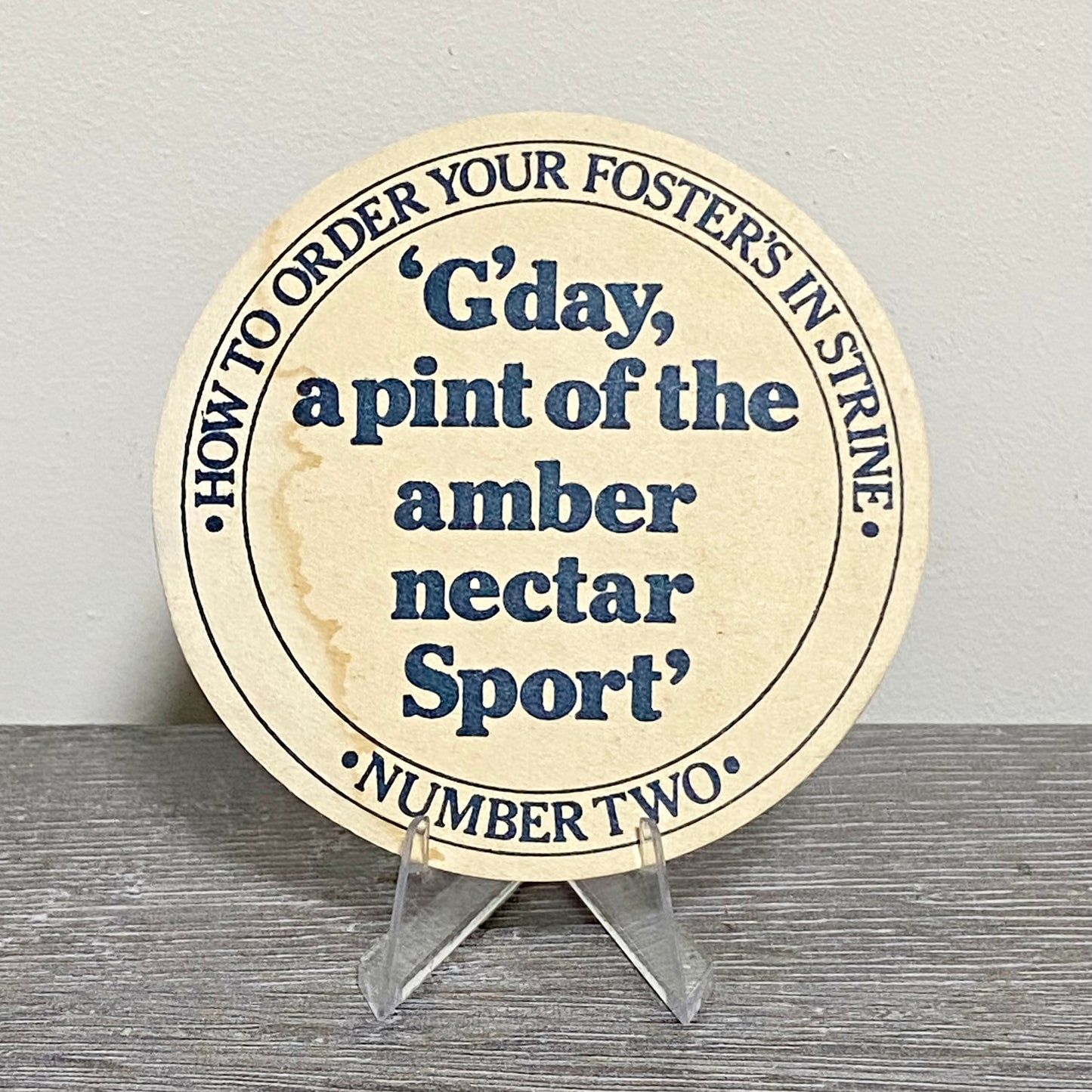 Vintage Foster’s Draught Number Two Brewery Beer Mat Collectible Bar Pub Coaster