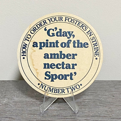 Vintage Foster’s Draught Number Two Brewery Beer Mat Collectible Bar Pub Coaster