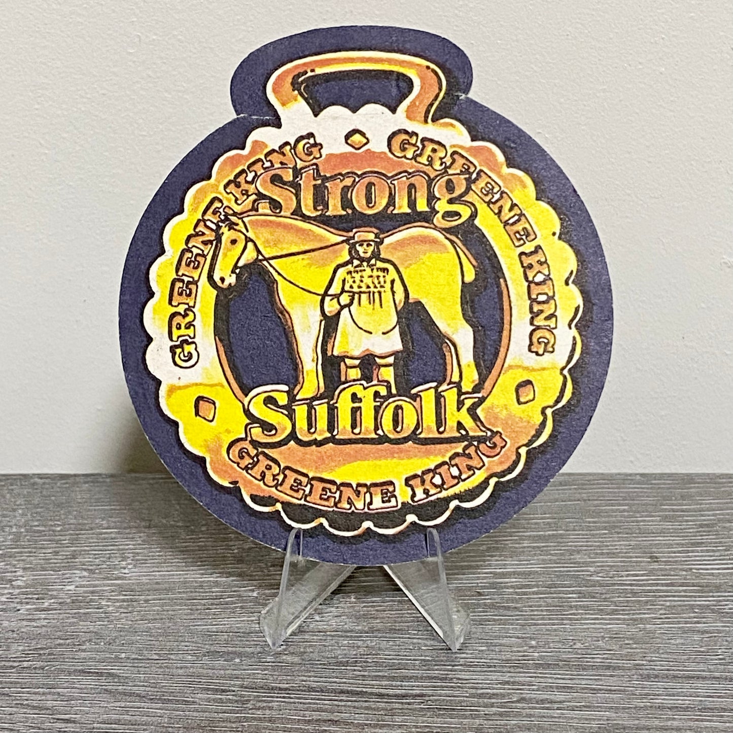Vintage Strong Suffolk Greene King Brewery Beer Mat Collectible Bar Pub Coaster