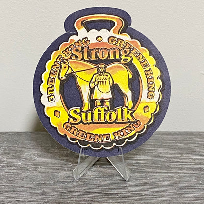Vintage Strong Suffolk Greene King Brewery Beer Mat Collectible Bar Pub Coaster