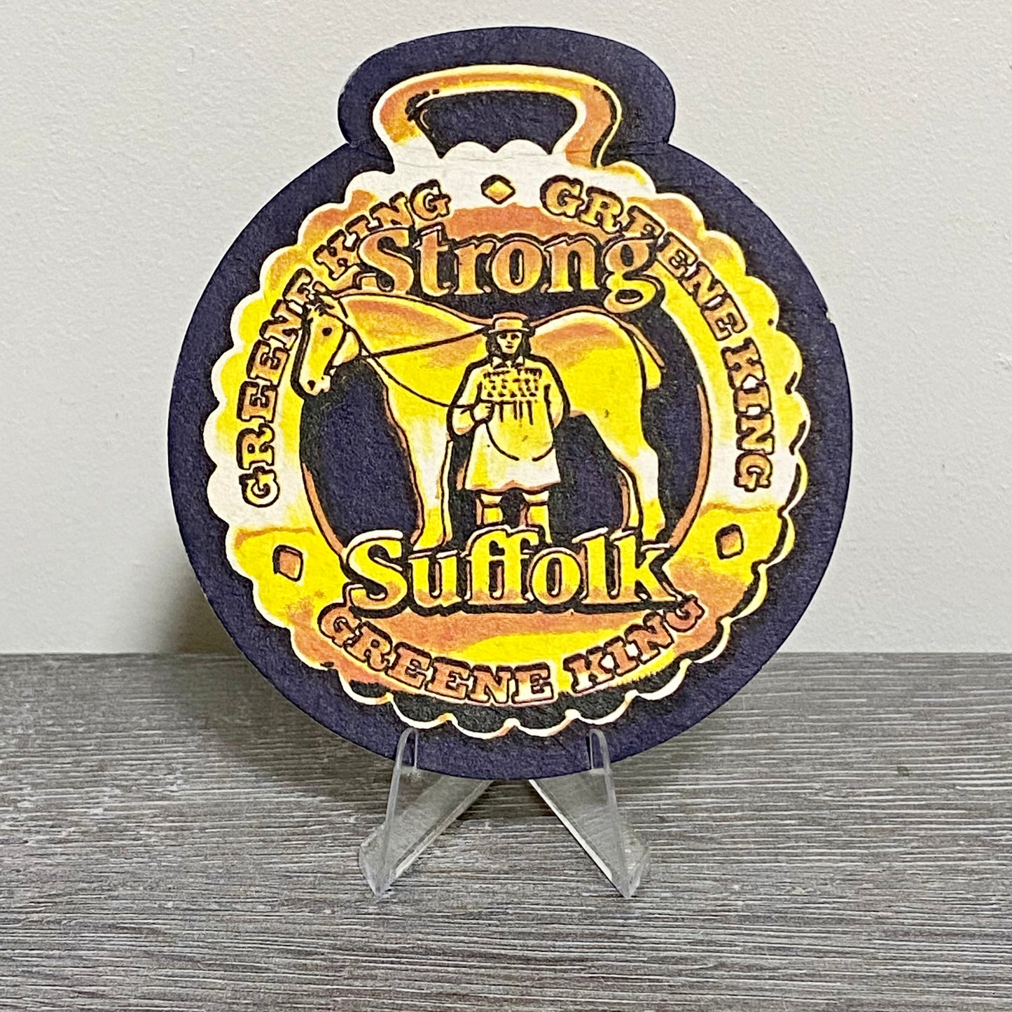 Vintage Strong Suffolk Greene King Brewery Beer Mat Collectible Bar Pub Coaster