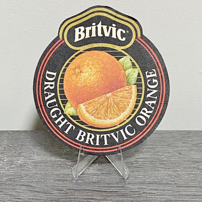 Vintage Britvic Draught Orange Fruit Beer Mat Collectible 1970s Pub Coaster Rare
