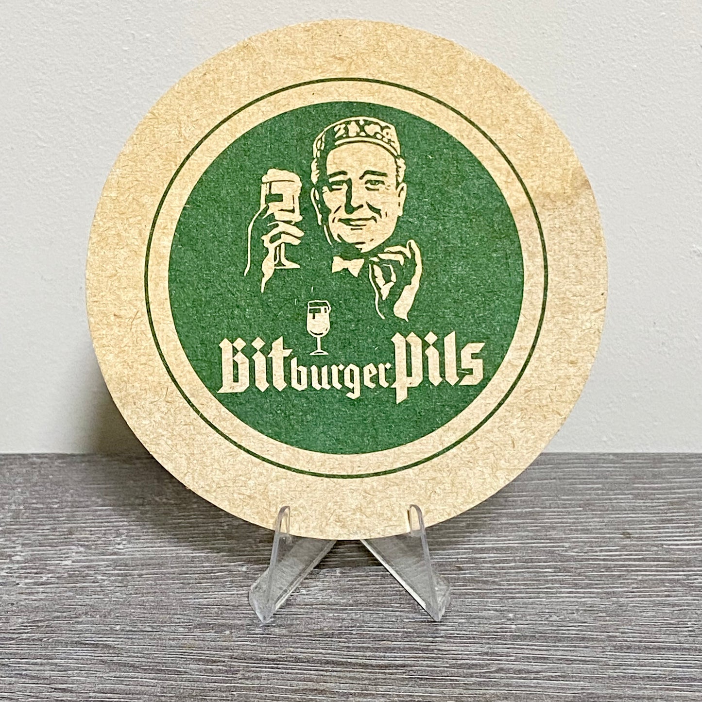 Vintage Bitburger Pils Bitte Ein Bit One Bite Please Beer Mat Retro Pub Coaster
