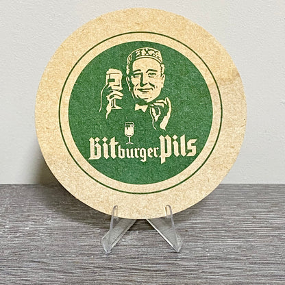 Vintage Bitburger Pils Bitte Ein Bit One Bite Please Beer Mat Retro Pub Coaster
