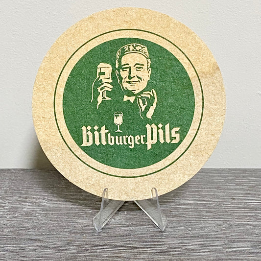 Vintage Bitburger Pils Bitte Ein Bit One Bite Please Beer Mat Retro Pub Coaster