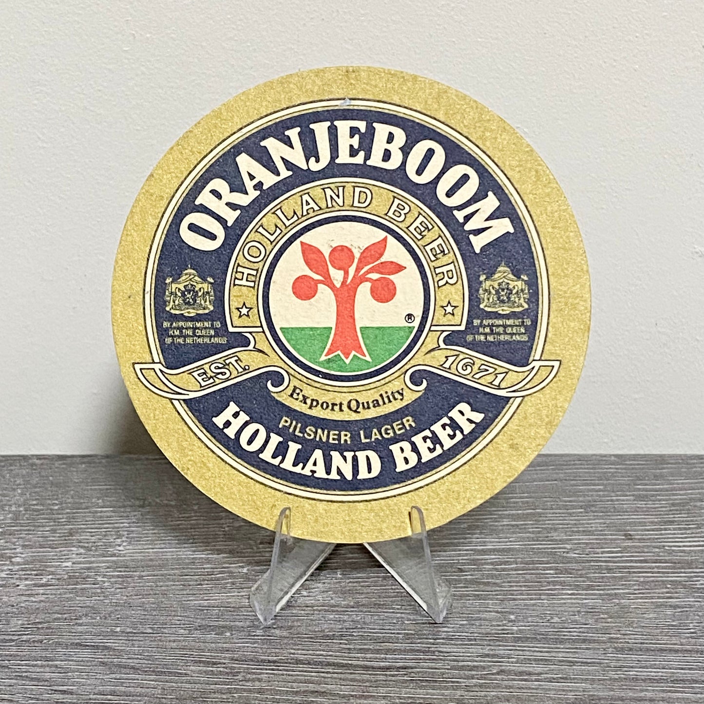 Vintage Oranjeboom Holland Pilsner Lager Beer Mat Collectible Retro Pub Coaster