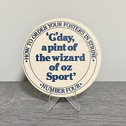 Vintage Foster’s Draught Number Four How To Order Beer Mat Collectible Coaster