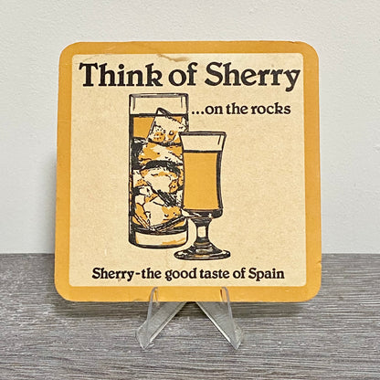 Vintage Think Of Sherry On The Rocks Good Taste Of Spain Mat Pub Coaster Rare