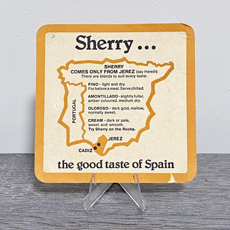 Vintage Think Of Sherry On The Rocks Good Taste Of Spain Mat Pub Coaster Rare