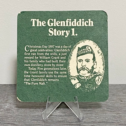 Vintage Glenfiddich Scotch Whisky Story 1 Pub Beer Mat Collectible 1980s Coaster