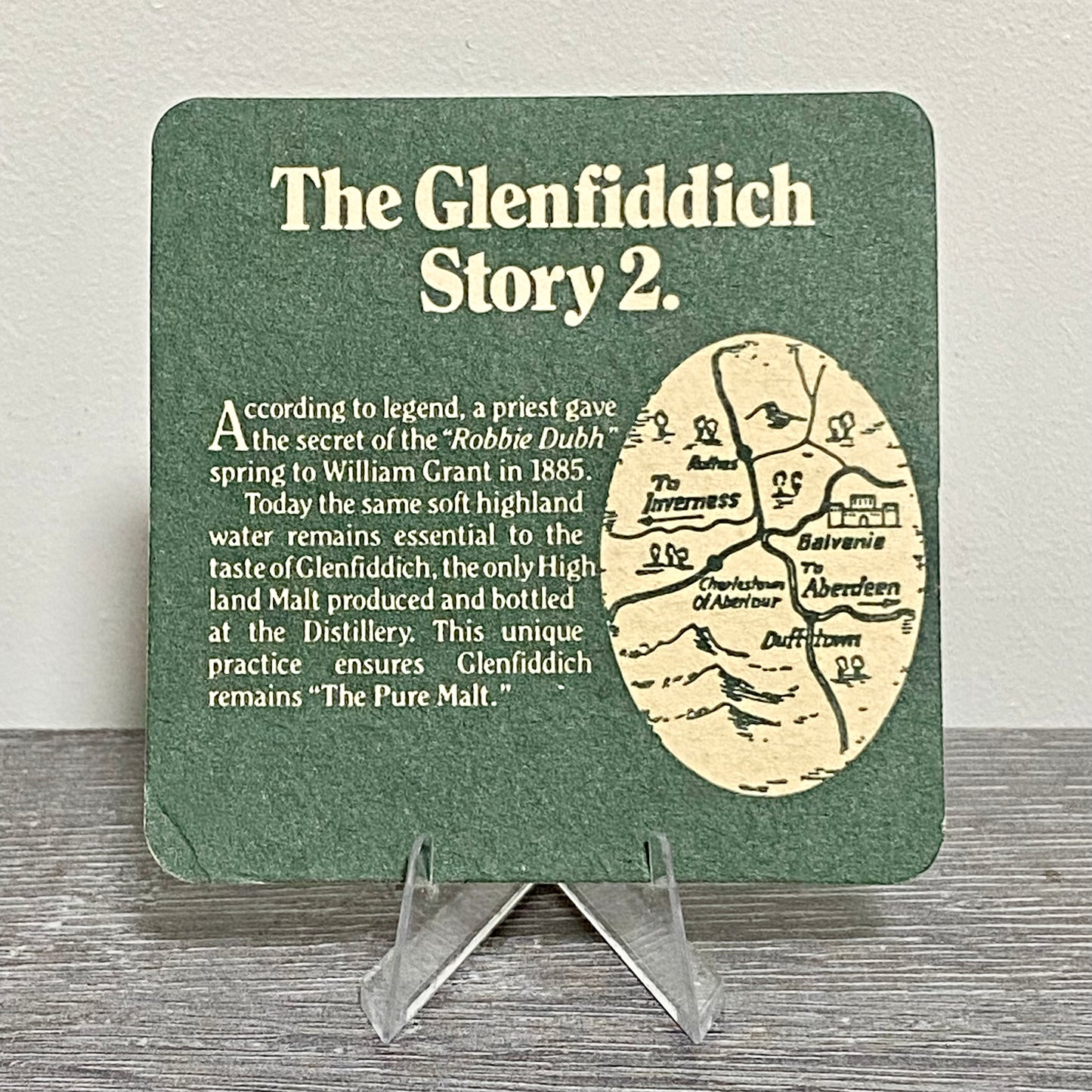 Vintage Glenfiddich Scotch Whisky Story 2 Pub Beer Mat Collectible 1980s Coaster