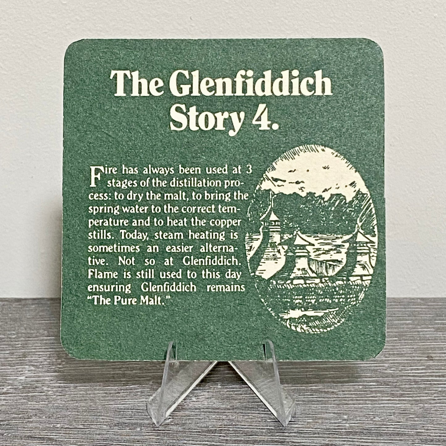 Vintage Glenfiddich Scotch Whisky Story 4 Pub Beer Mat Collectible 1980s Coaster
