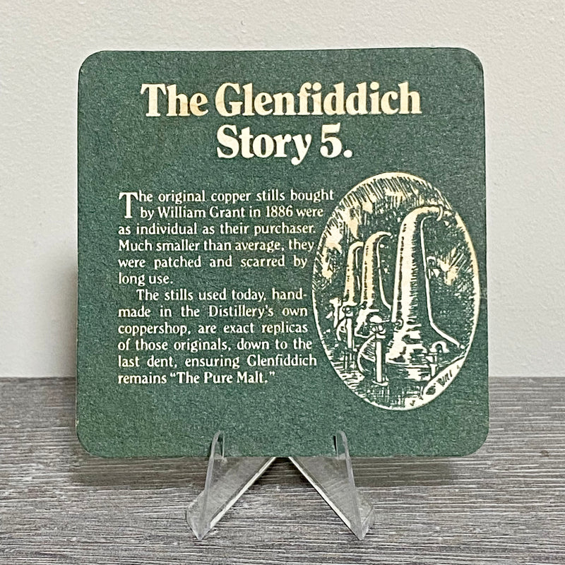 Vintage Glenfiddich Scotch Whisky Story 5 Pub Beer Mat Collectible 1980s Coaster