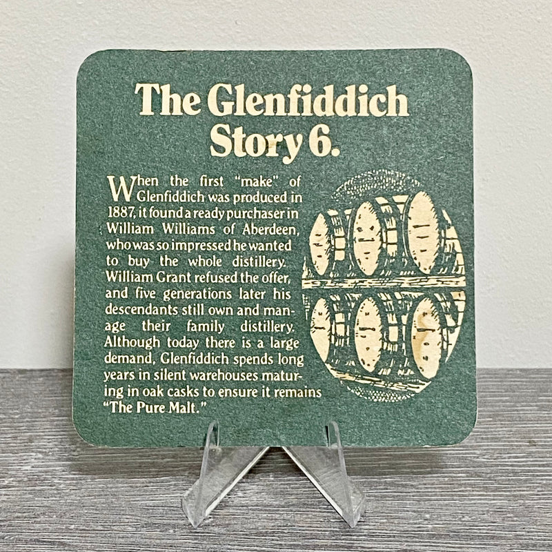 Vintage Glenfiddich Scotch Whisky Story 6 Pub Beer Mat Collectible 1980s Coaster