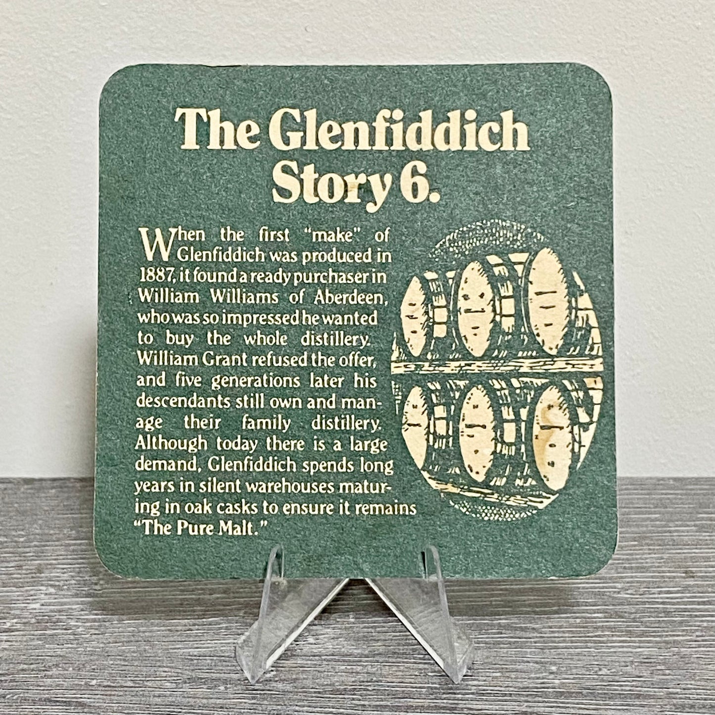 Vintage Glenfiddich Scotch Whisky Story 6 Pub Beer Mat Collectible 1980s Coaster