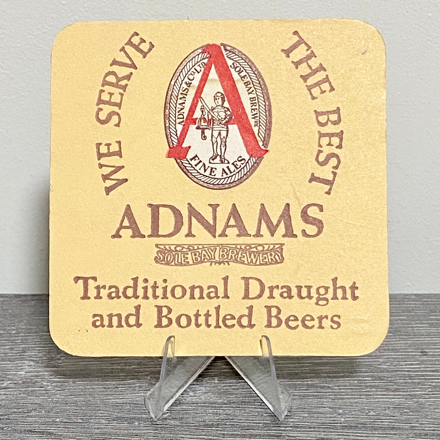 Vintage Adnams We Serve The Best Traditional Draught Beer Mat Pub Retro Coaster