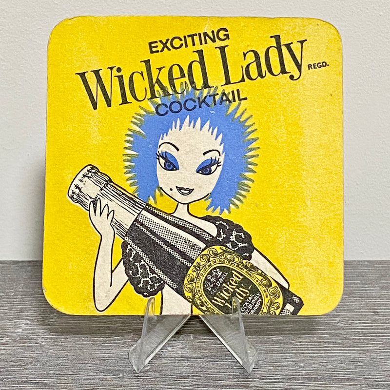 Vintage Exciting Wicked Lady Cocktail Beer Mat Collectible Retro Bar Pub Coaster
