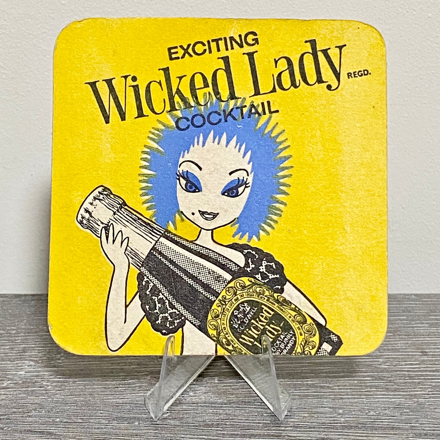 Vintage Exciting Wicked Lady Cocktail Beer Mat Collectible Retro Bar Pub Coaster