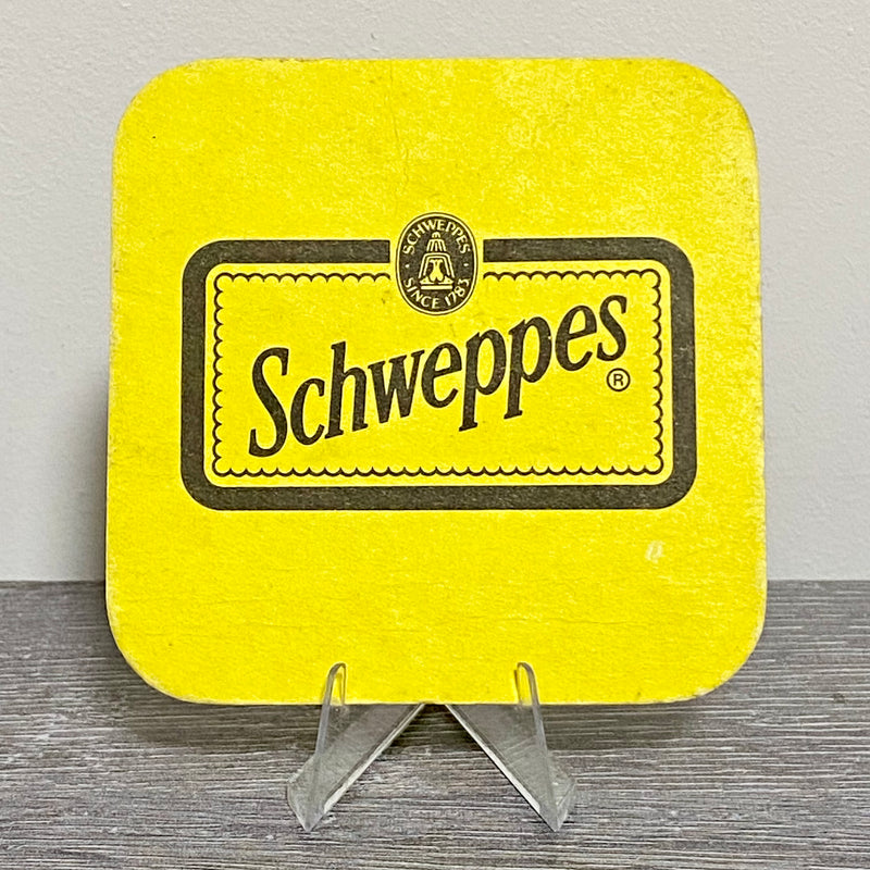 Vintage Schweppes Since 1783 Yellow Beer Mat Collectible Retro 1970s Pub Coaster