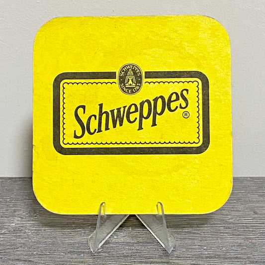 Vintage Schweppes Since 1783 Yellow Beer Mat Collectible Retro 1970s Pub Coaster