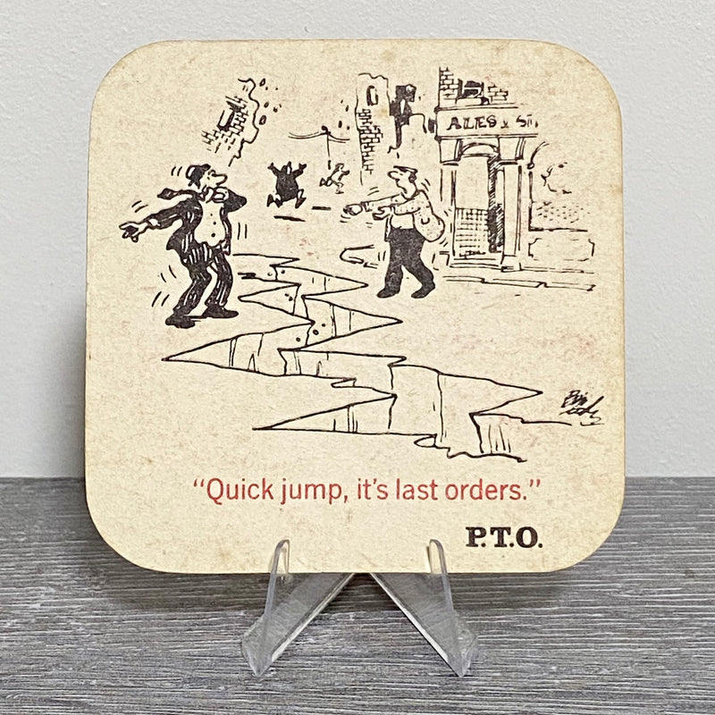 Vintage Courage Tavern Quick Jump Beer Mat Collectible Retro 1970s Pub Coaster