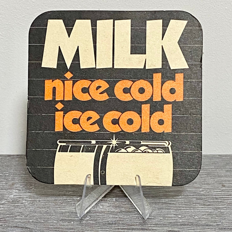 Vintage Milk Nice Cold Ice Cold Advertising Beer Mat Retro 70s Pub Coaster Rare