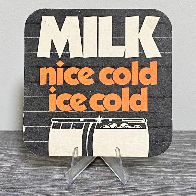 Vintage Milk Nice Cold Ice Cold Advertising Beer Mat Retro 70s Pub Coaster Rare