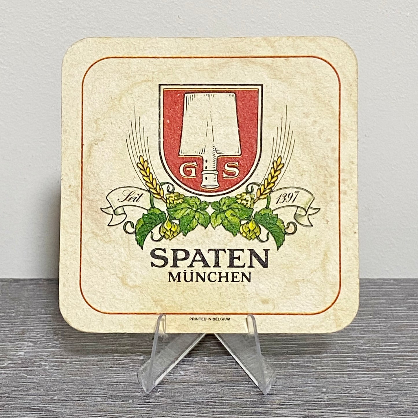 Vintage Spaten München Belgium Beer Mat Collectible Breweriana 1970s Pub Coaster