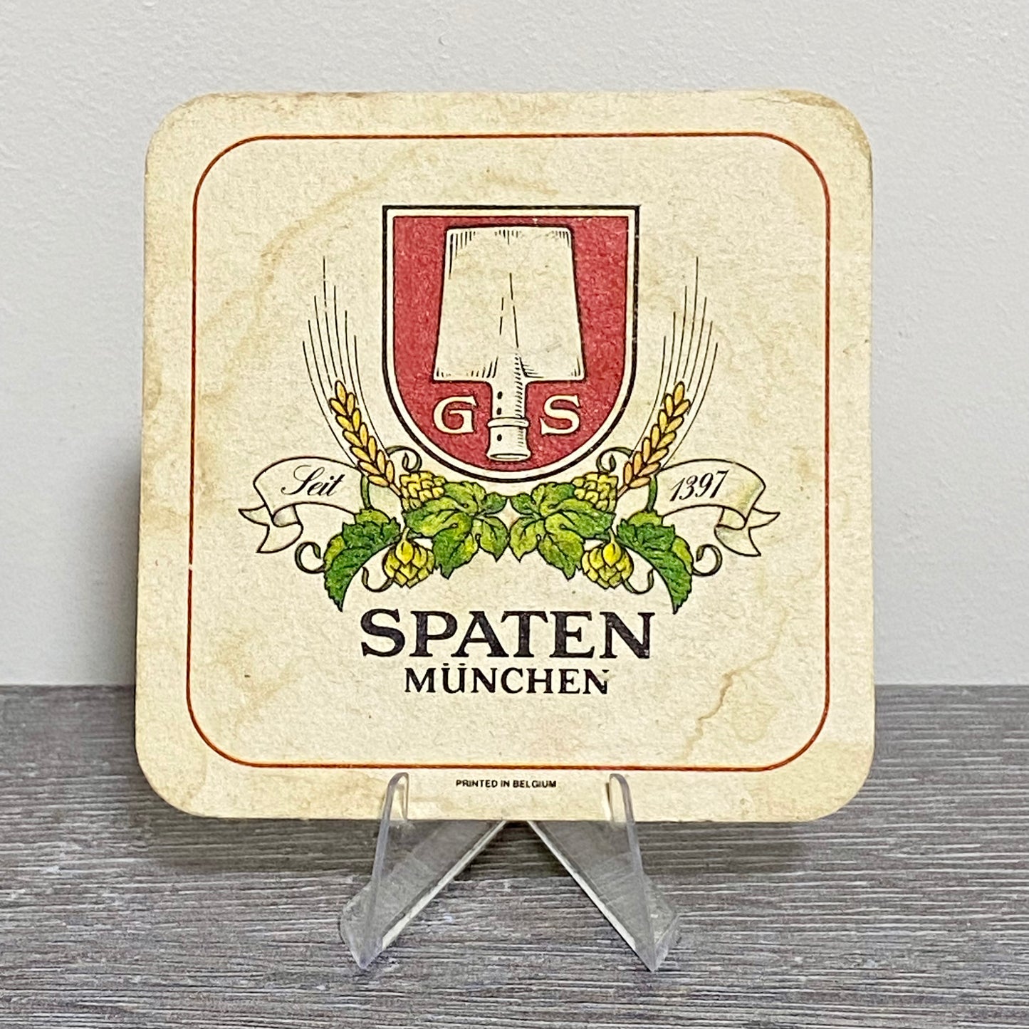 Vintage Spaten München Belgium Beer Mat Collectible Breweriana 1970s Pub Coaster