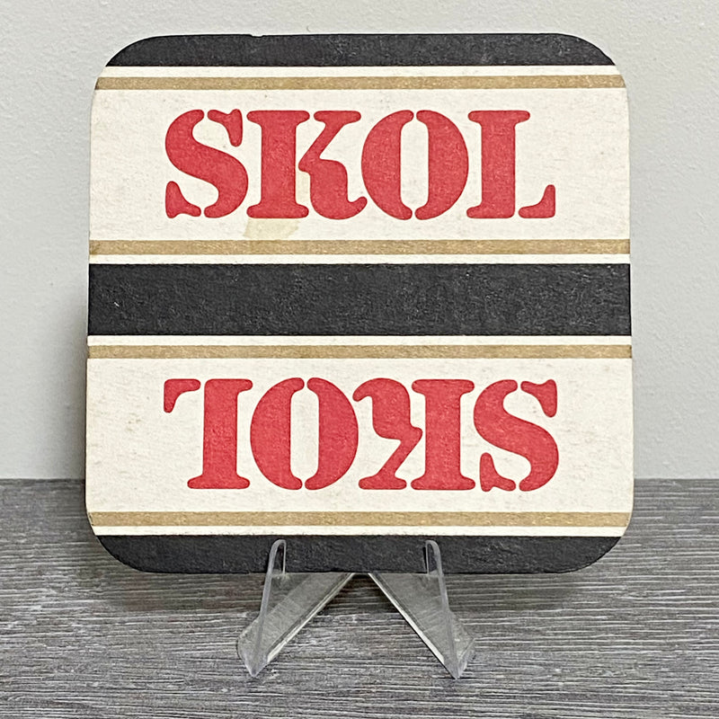 Vintage SKOL Lager Beer Mat Collectible Breweriana 1970s Retro Bar Pub Coaster