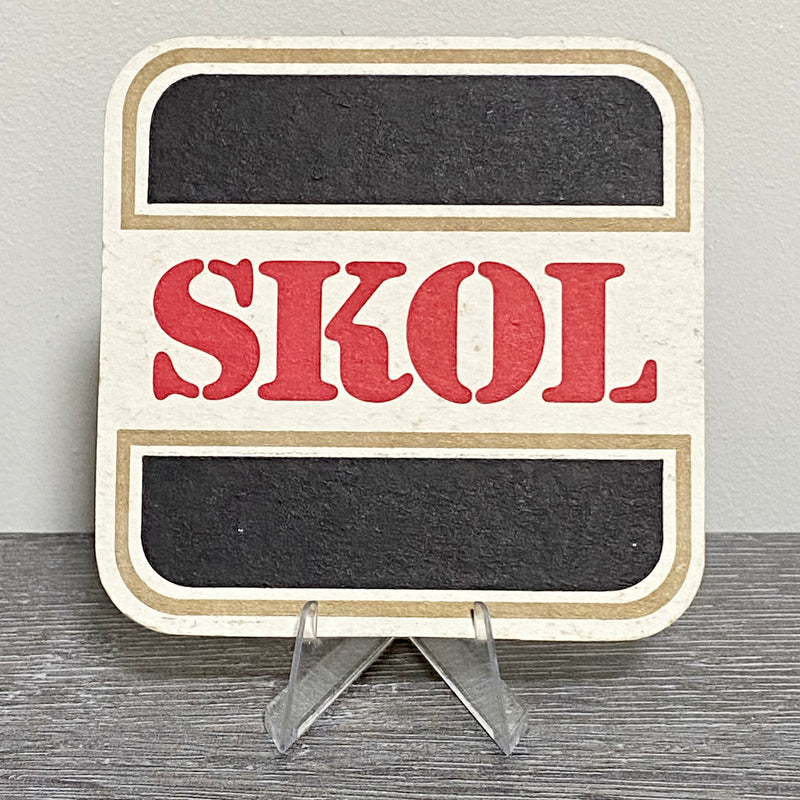 Vintage SKOL Lager Beer Mat Collectible Breweriana 1970s Retro Bar Pub Coaster