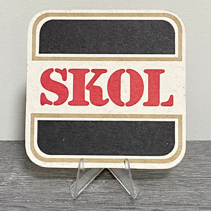 Vintage SKOL Lager Beer Mat Collectible Breweriana 1970s Retro Bar Pub Coaster