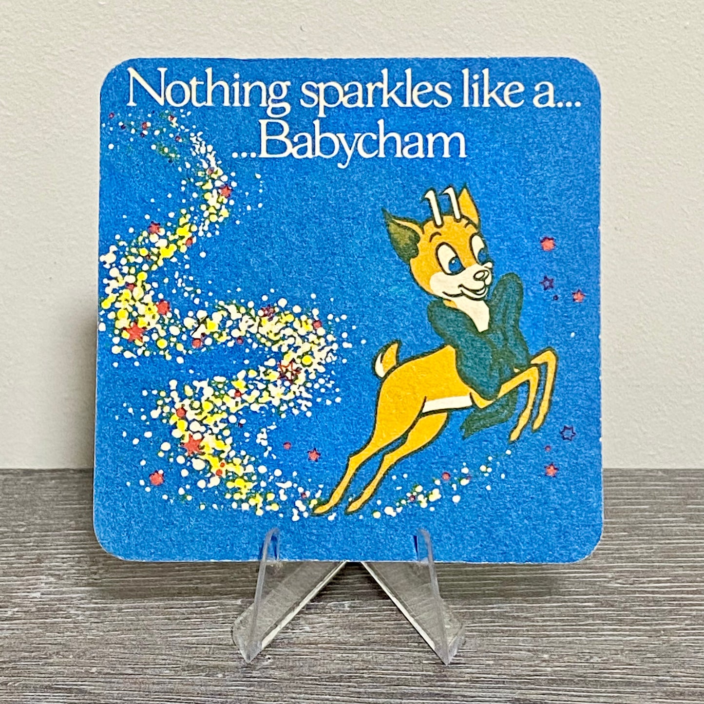 Vintage Nothing Sparkles Like A Babycham Beer Mat Collectible Retro Pub Coaster