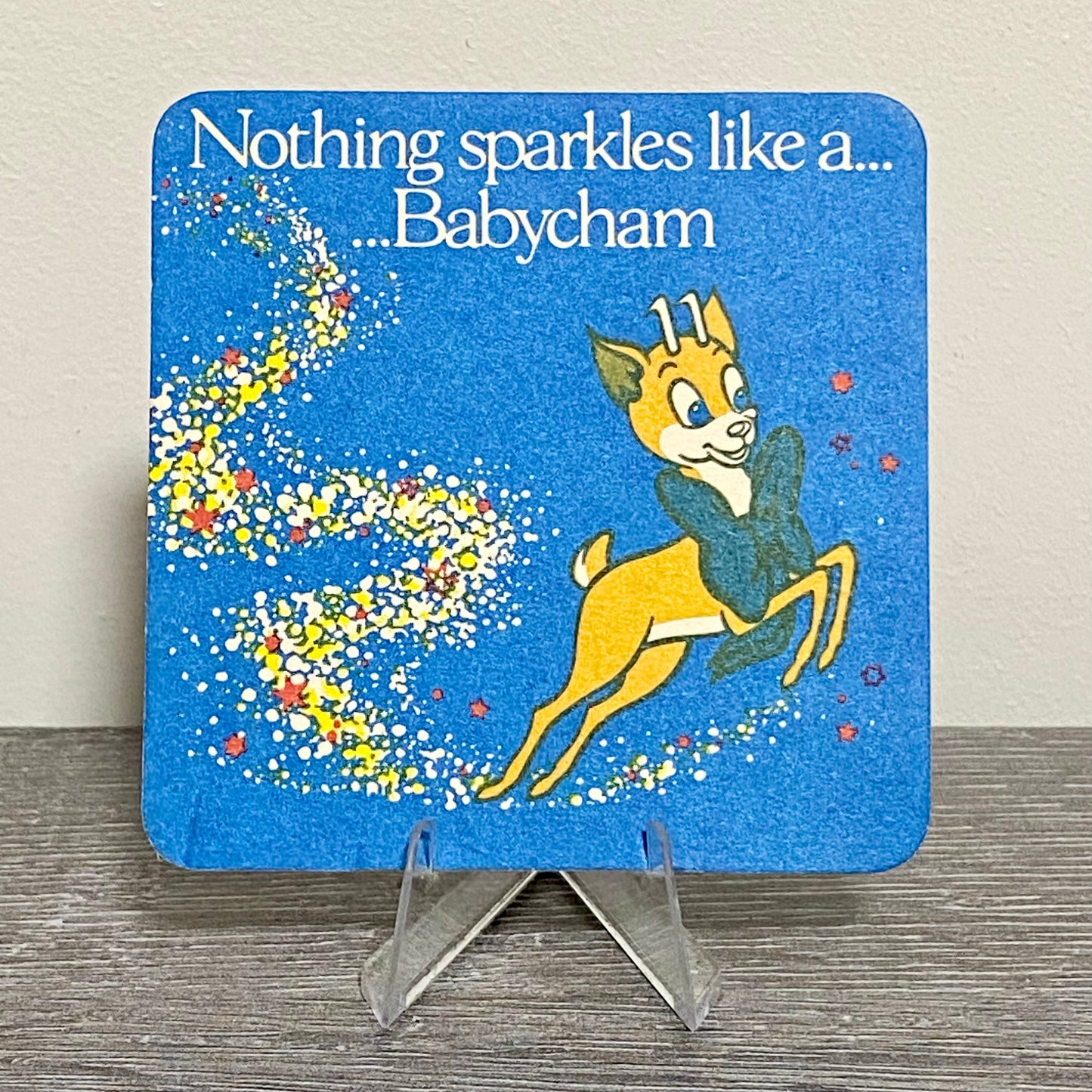 Vintage Nothing Sparkles Like A Babycham Beer Mat Collectible Retro Pub Coaster