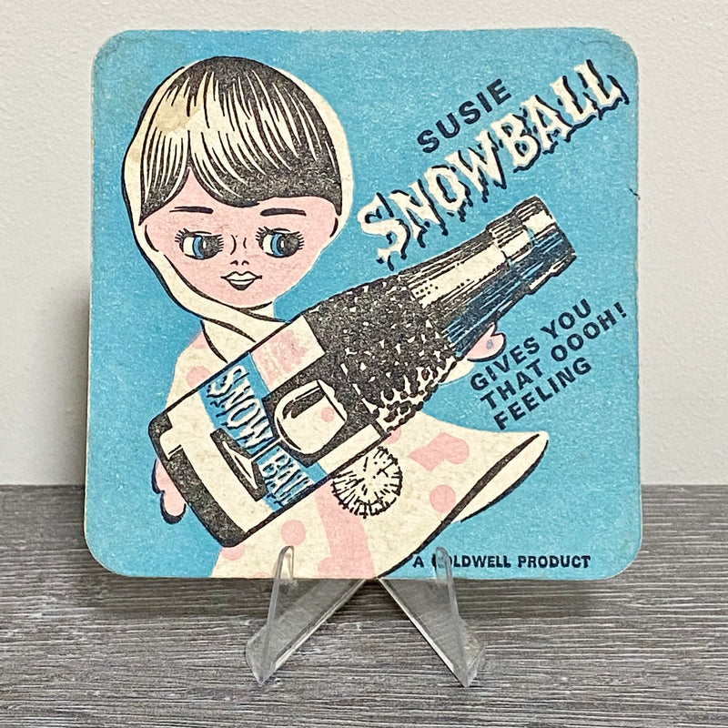 Vintage Susie Snowball Goldwell Beer Mat Collectible 1970s Breweriana Coaster