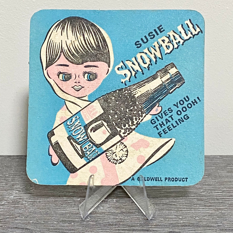 Vintage Susie Snowball Goldwell Beer Mat Collectible 1970s Breweriana Coaster