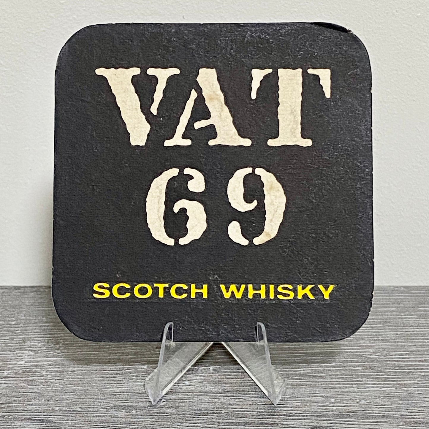 Vintage VAT 69 Scotch Whisky Drip Beer Mat Collectible 1970s Breweriana Coaster