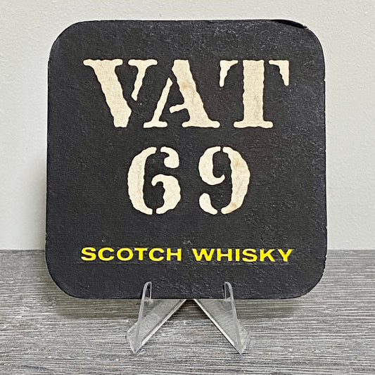 Vintage VAT 69 Scotch Whisky Drip Beer Mat Collectible 1970s Breweriana Coaster