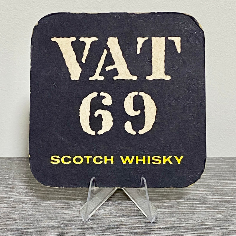 Vintage VAT 69 Scotch Whisky Drip Beer Mat Collectible 1970s Breweriana Coaster