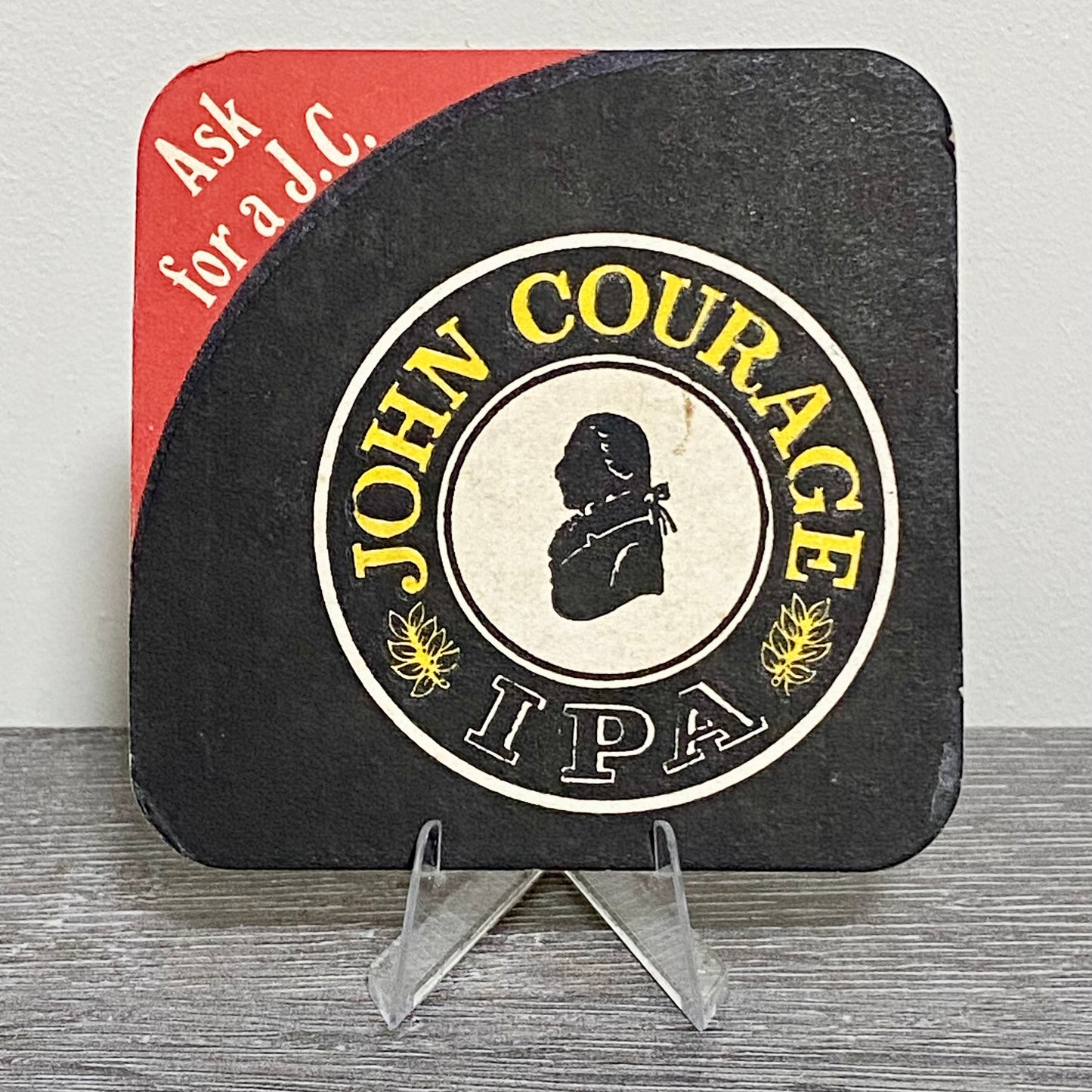 Vintage Ask For A J.C. John Courage IPA Beer Mat Collectible Breweriana Coaster