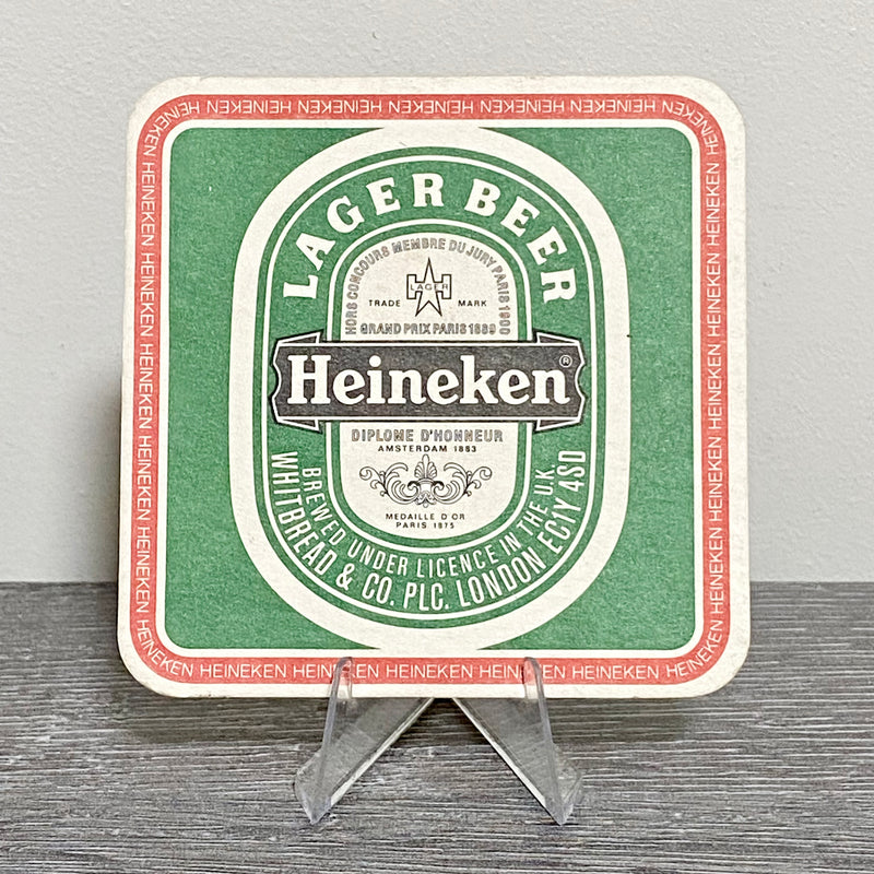 Vintage Heineken Lager Whitbread Beer Mat Collectible Breweriana Bar Pub Coaster
