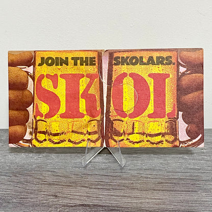 Vintage Join The Skolars SKOL Double Beer Mat Collectible Breweriana Pub Coaster