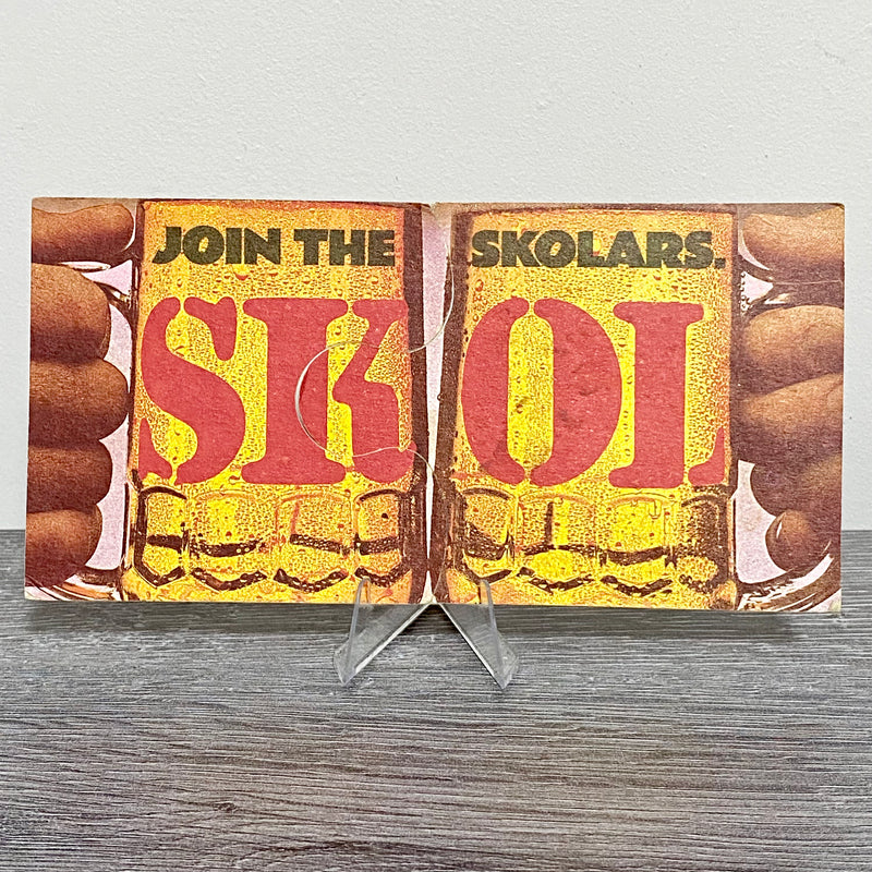 Vintage Join The Skolars SKOL Double Beer Mat Collectible Breweriana Pub Coaster