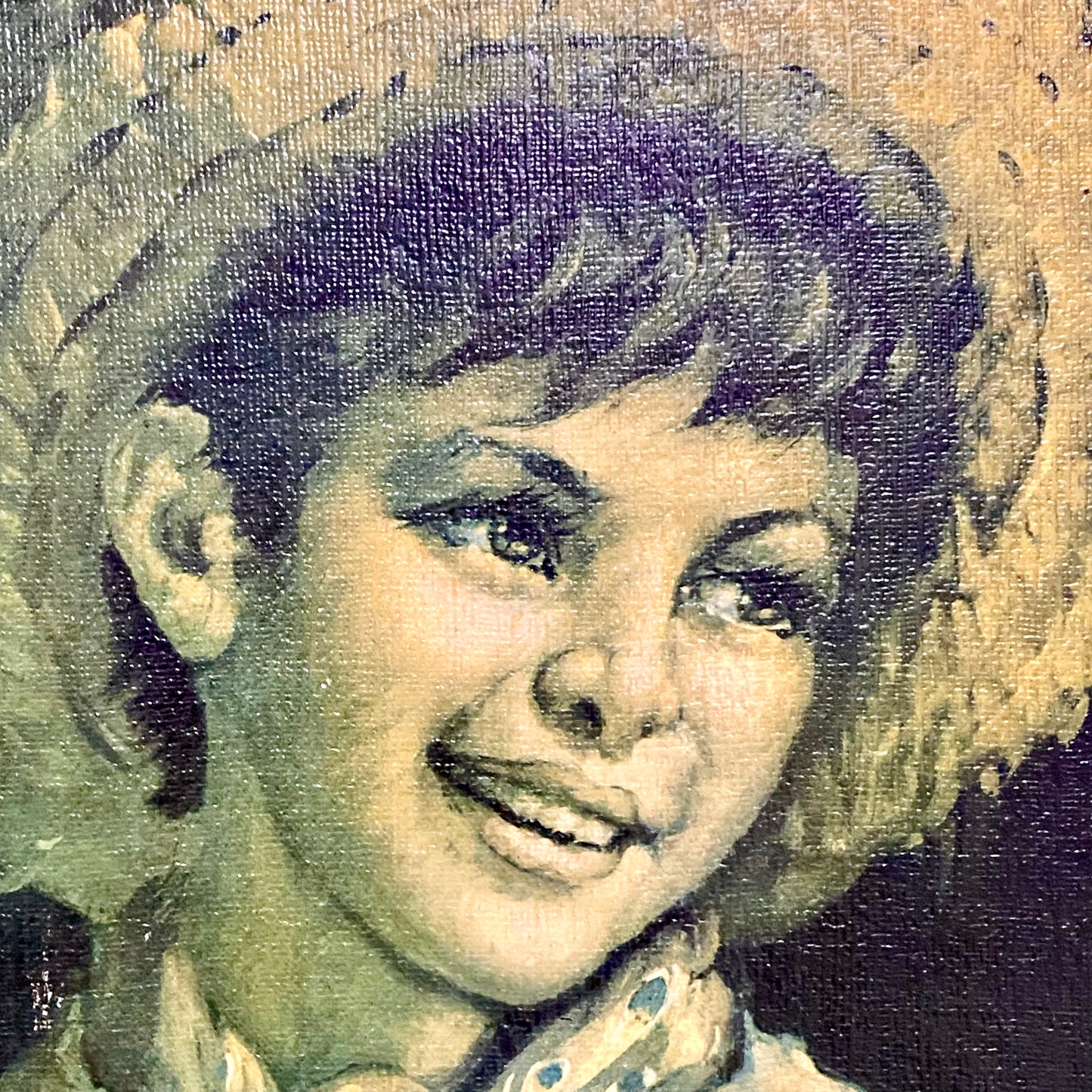 Vintage Mid Century Country Boy Print On Board Plate Signed Tovine Gilt Framed