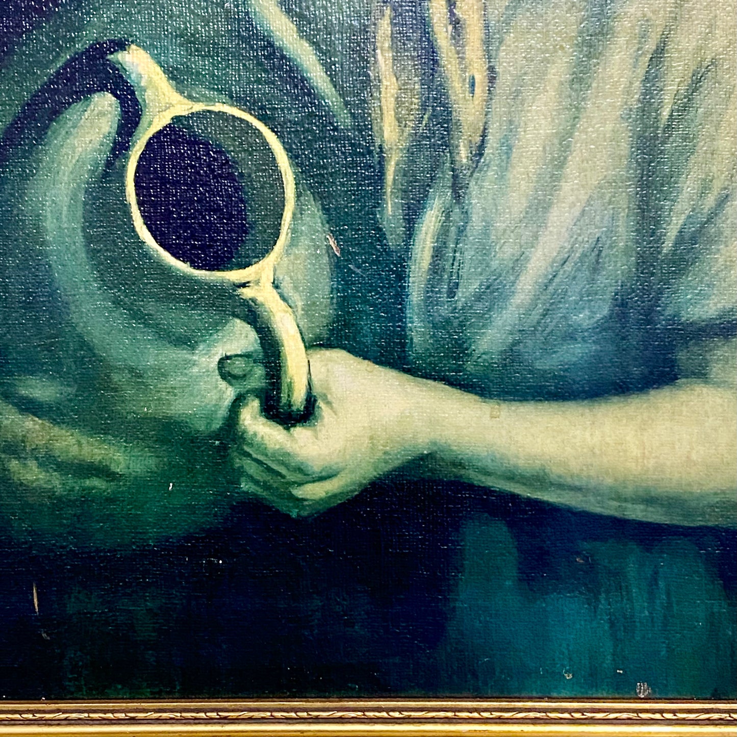 Vintage Mid Century Country Boy Print On Board Plate Signed Tovine Gilt Framed