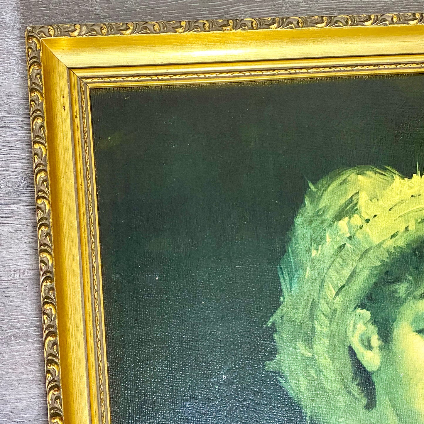 Vintage Mid Century Country Boy Print On Board Plate Signed Tovine Gilt Framed