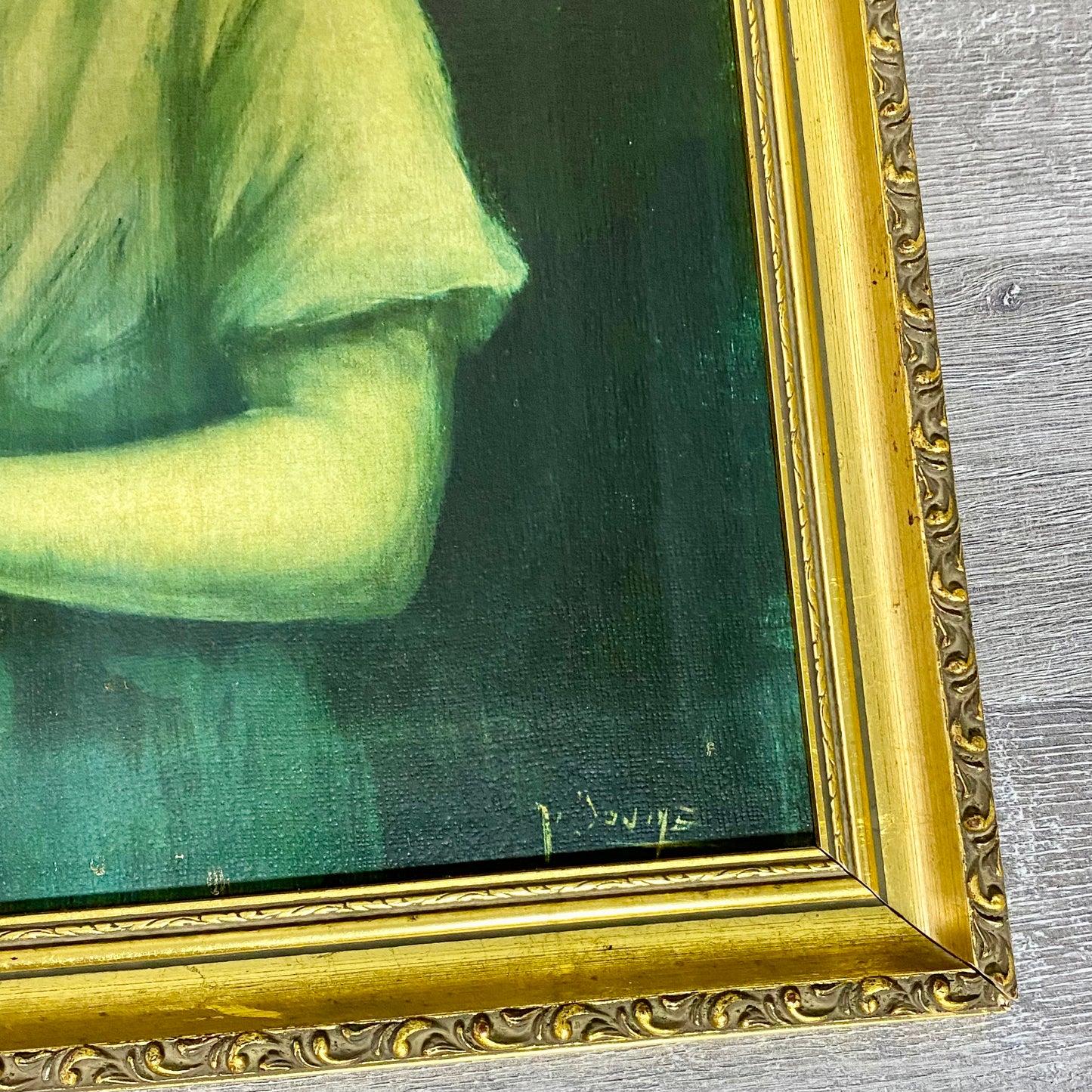 Vintage Mid Century Country Boy Print On Board Plate Signed Tovine Gilt Framed